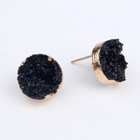 Urban Outfitters Jewelry - Indie Boho Druzy Black Crystal Quartz Stud Earring